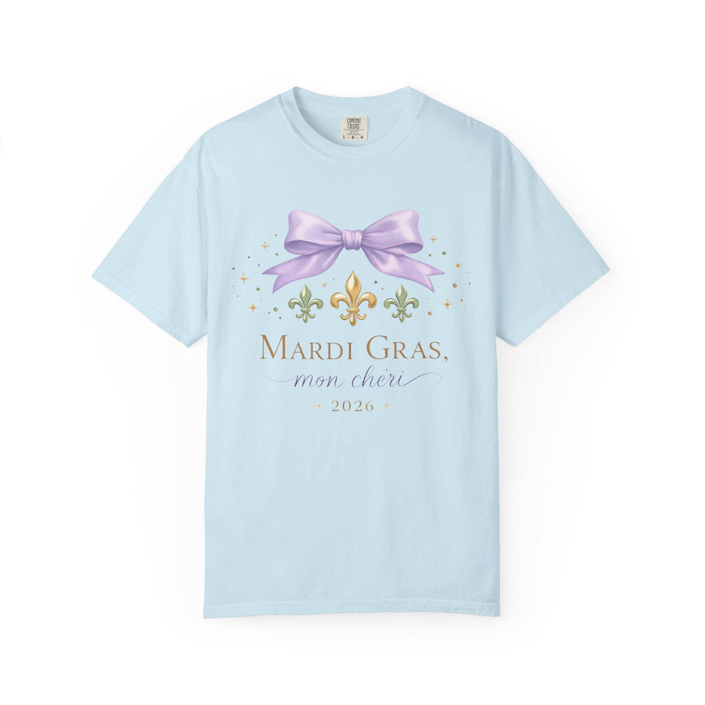 Mardi Gras 2026 Sweatshirt for Women, Coquette Carnival Bow Fleur de Lis, Mardi Gras Mon Chéri, Feminine New Orleans Festival Shirt