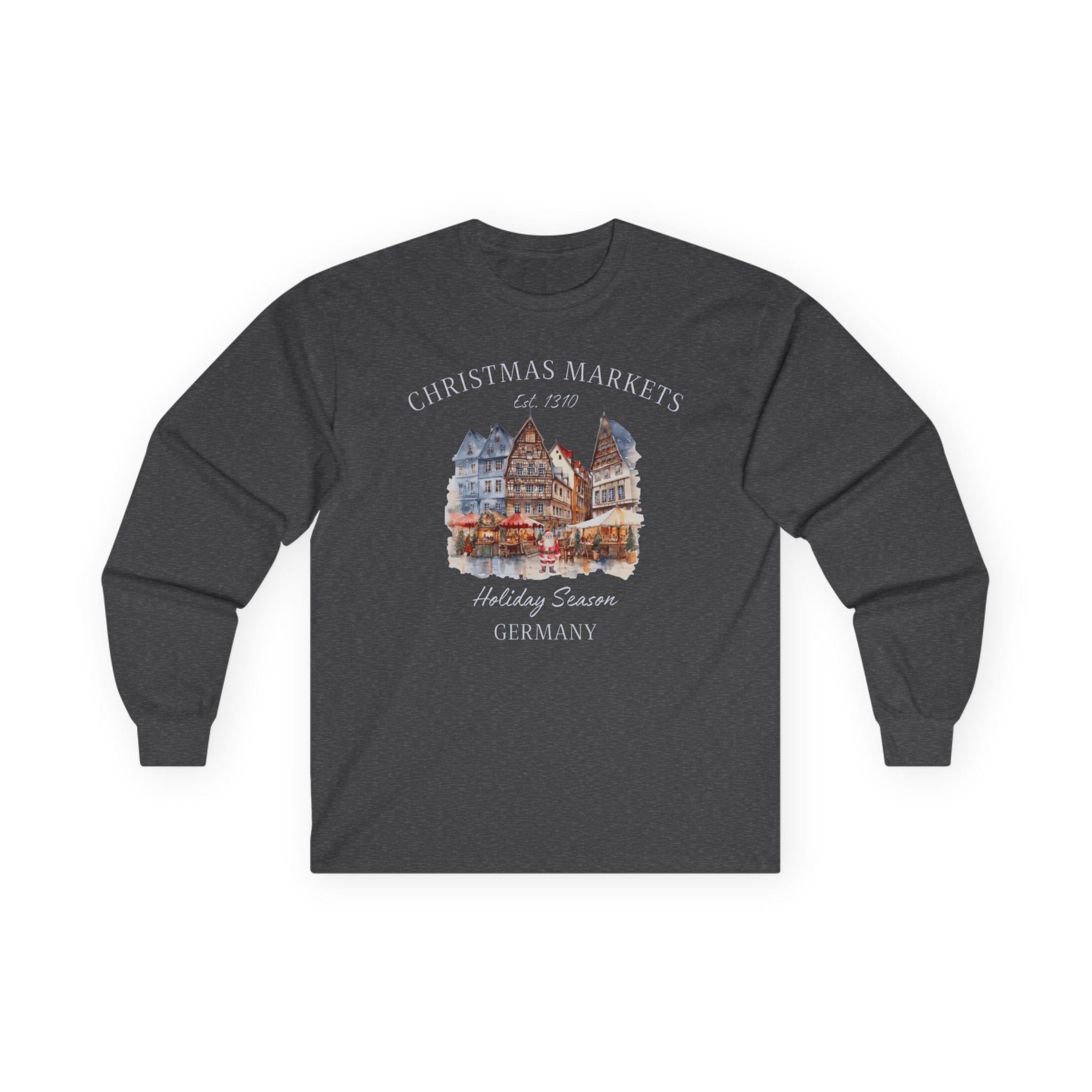German Christmas Market Long Sleeve Shirt – Bavarian Weihnachtsmarkt Tee, Cozy Holiday Market Apparel
