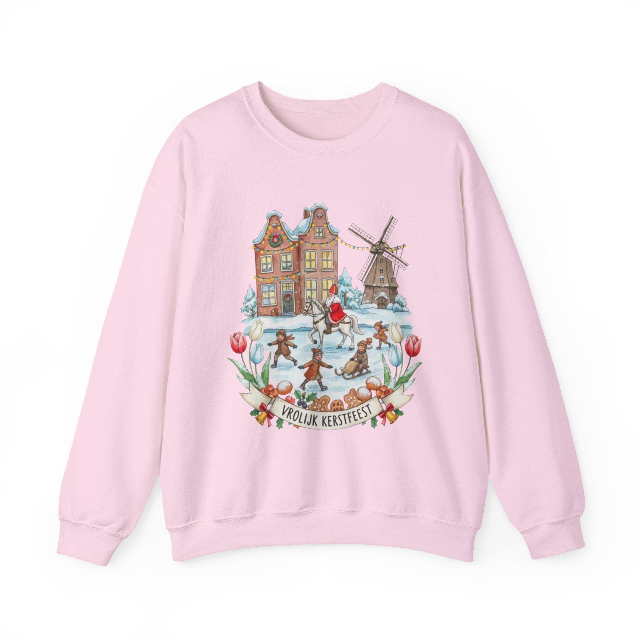 Vrolijk Kerstfeest Dutch Christmas Sweatshirt – Ice Skating Winter Pullover | Netherlands Holiday Sweater