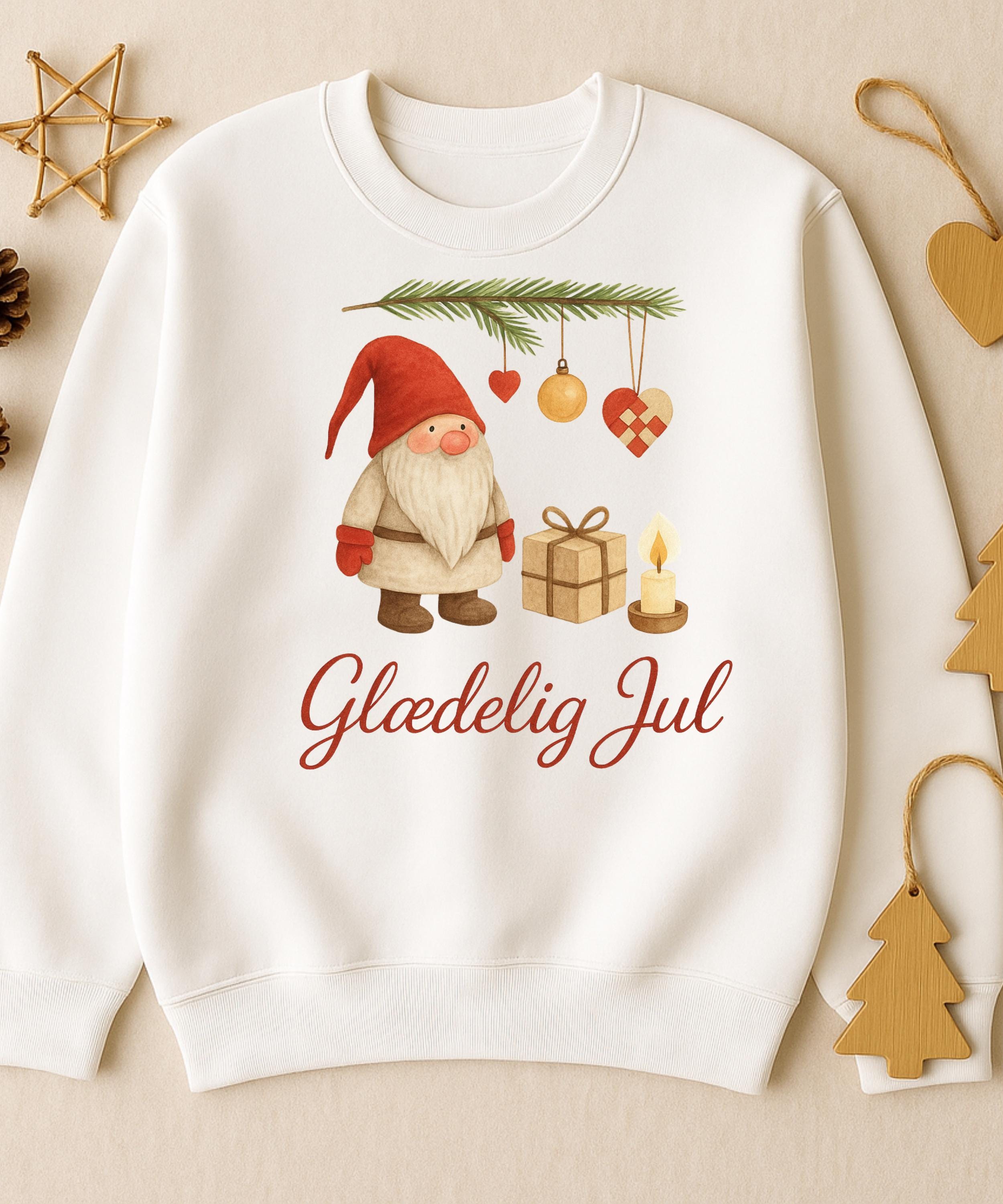 Scandinavian Gnome Christmas Sweatshirt, Danish Holiday Jumper, Cozy Nordic Winter Sweater, Hygge Xmas Crewneck, Cute Christmas Gift