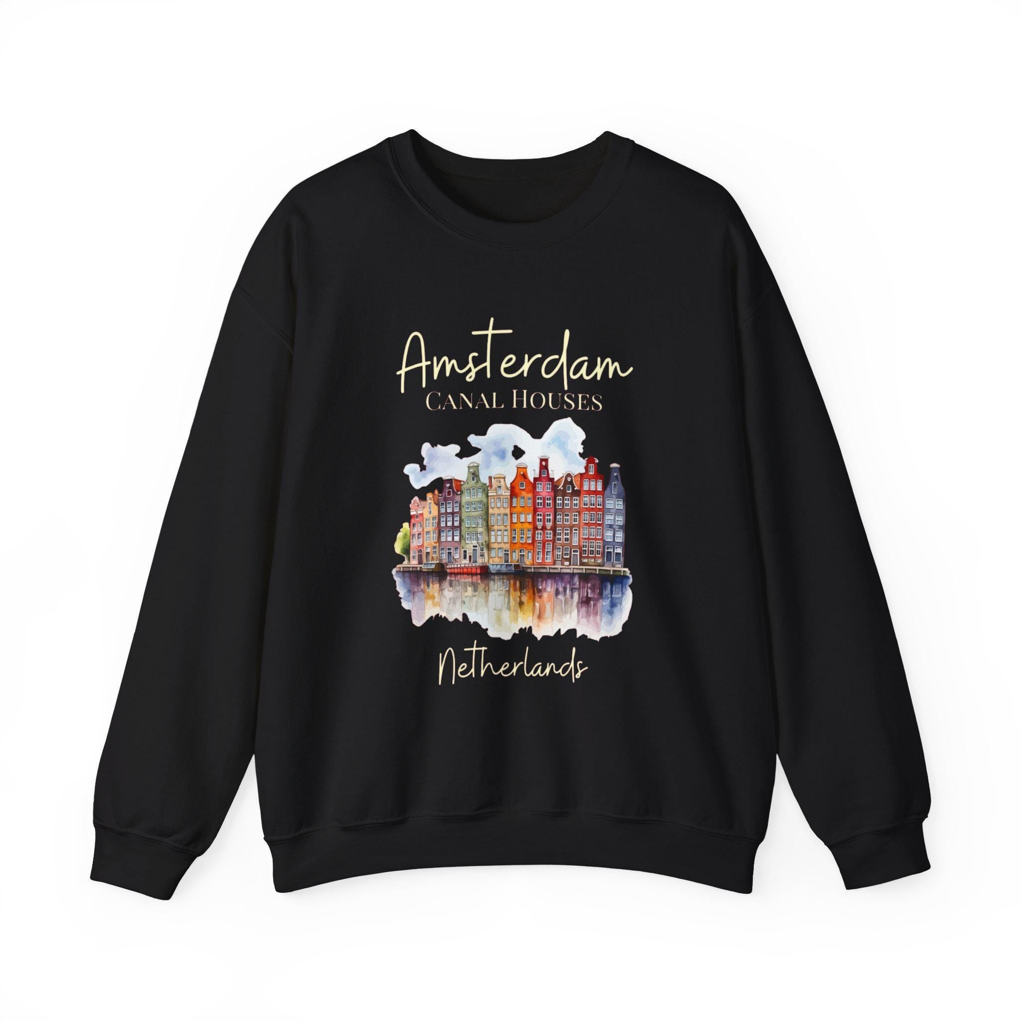 Amsterdam Canal Houses Sweatshirt • Dutch Architecture Crewneck • Cozy Netherlands Cityscape Pullover • Holland Travel Gift