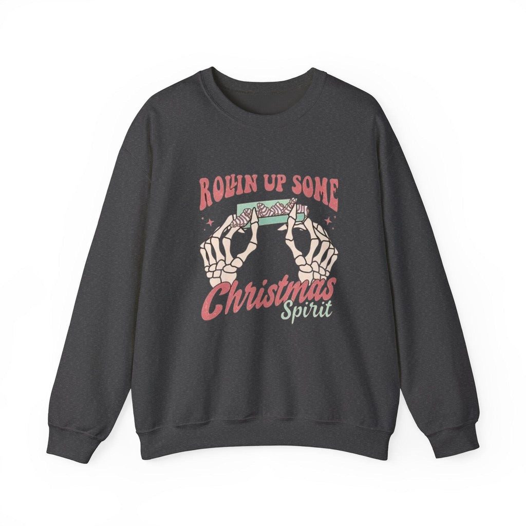 Roll It Up Christmas Spirit Sweatshirt | Retro Cozy Holiday Crewneck | Funny Christmas Weed Hoodie Style | Unisex Festive Sweatshirt