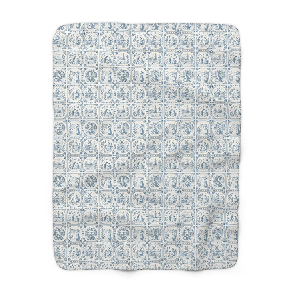 Delft Blanket | Dutch Decor | Blue and White Sherpa Blanket | Dutch Nursery Decor | Delftware Throw