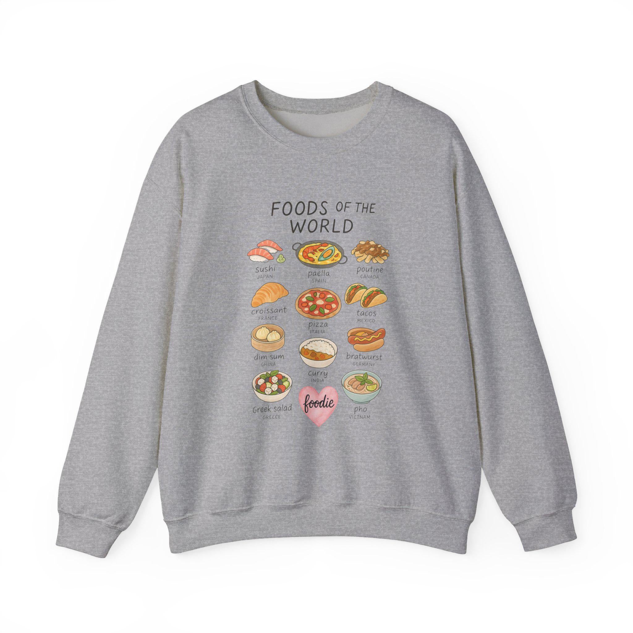Foodie Sweatshirt | World Cuisine Pullover | Chef Gift | Culinary Aesthetic Sweatshirt for Food Lovers