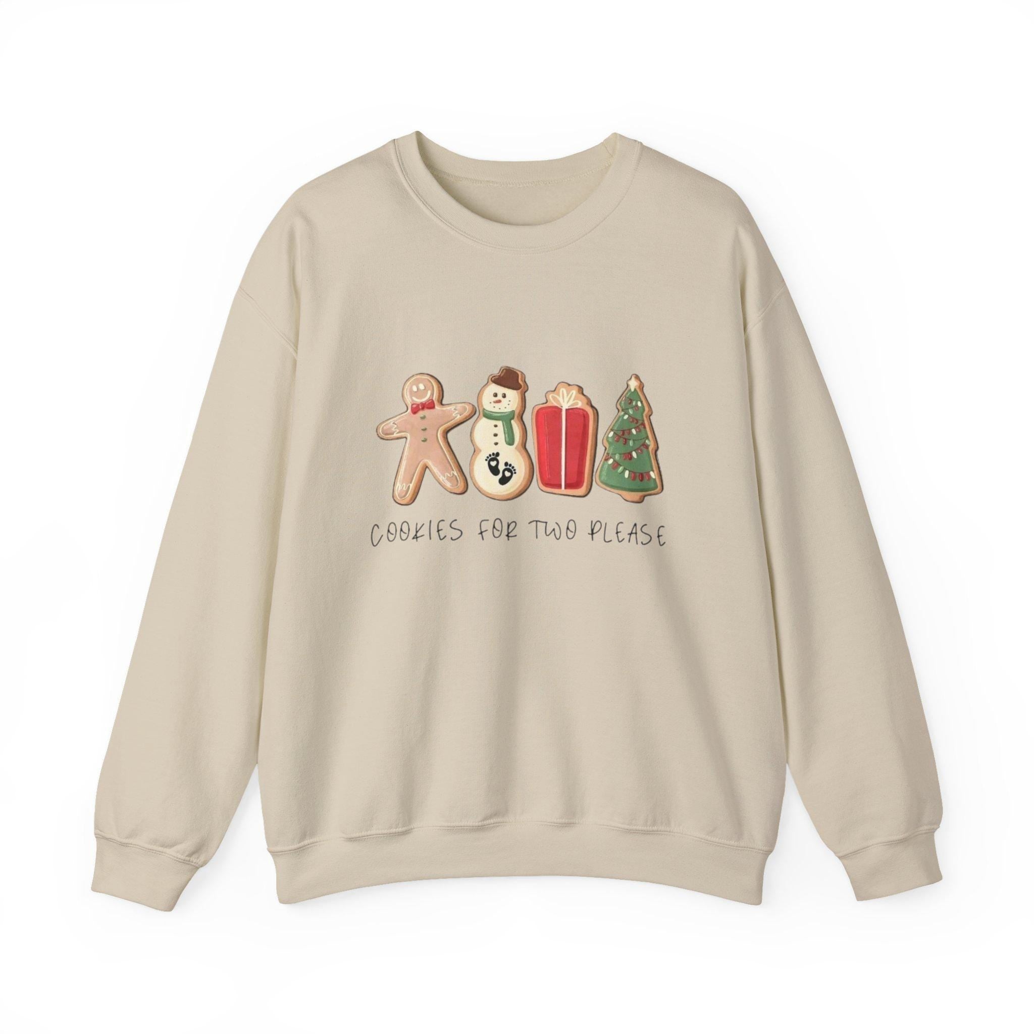 Maternity Christmas Sweatshirt • Cookies for Two Pregnancy Announcement • Cute Holiday Mom-to-Be Sweater • Cozy Pregnancy Reveal Crewneck