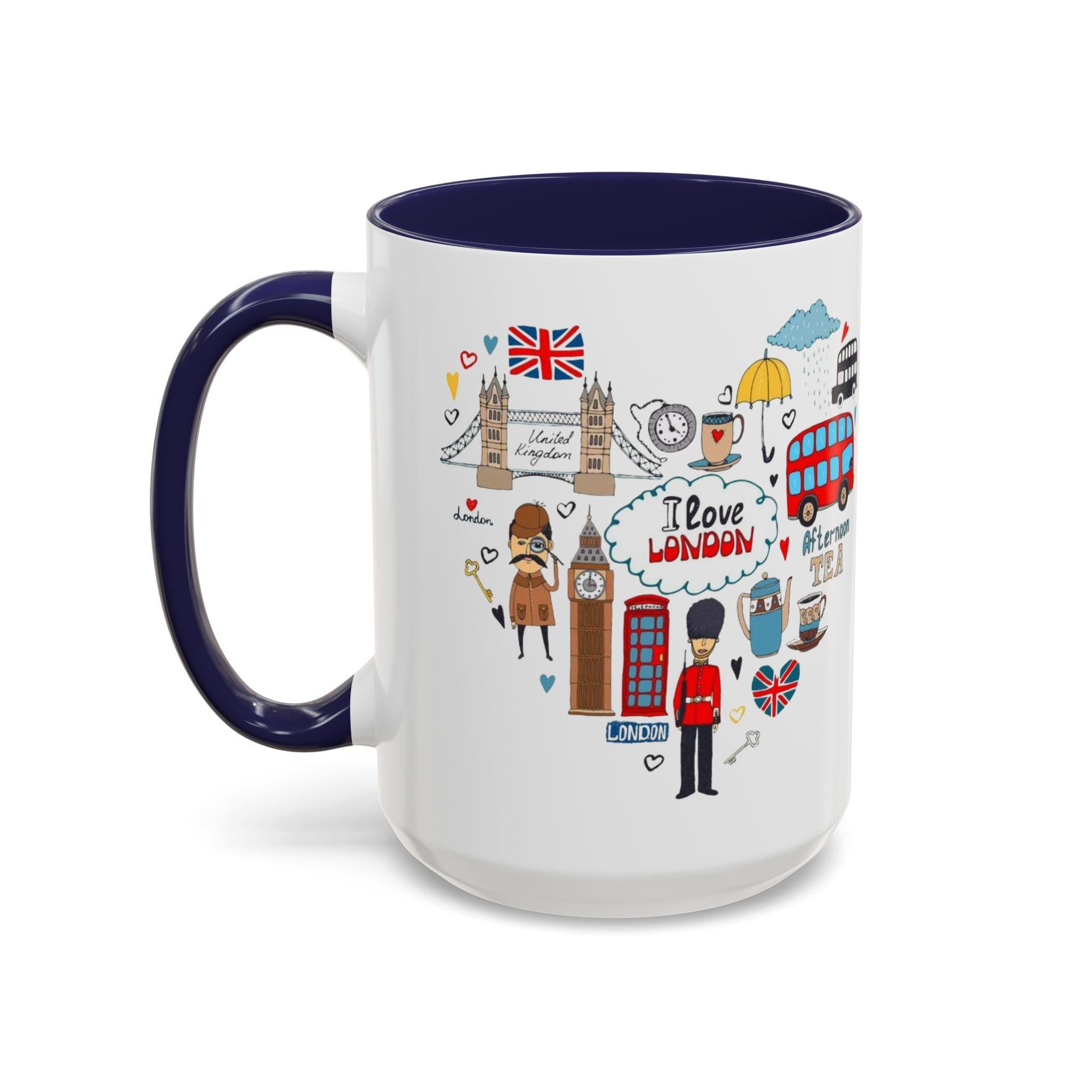 London Travel Mug | Cute London Illustration Cup | British Icons Mug | UK Souvenir Gift