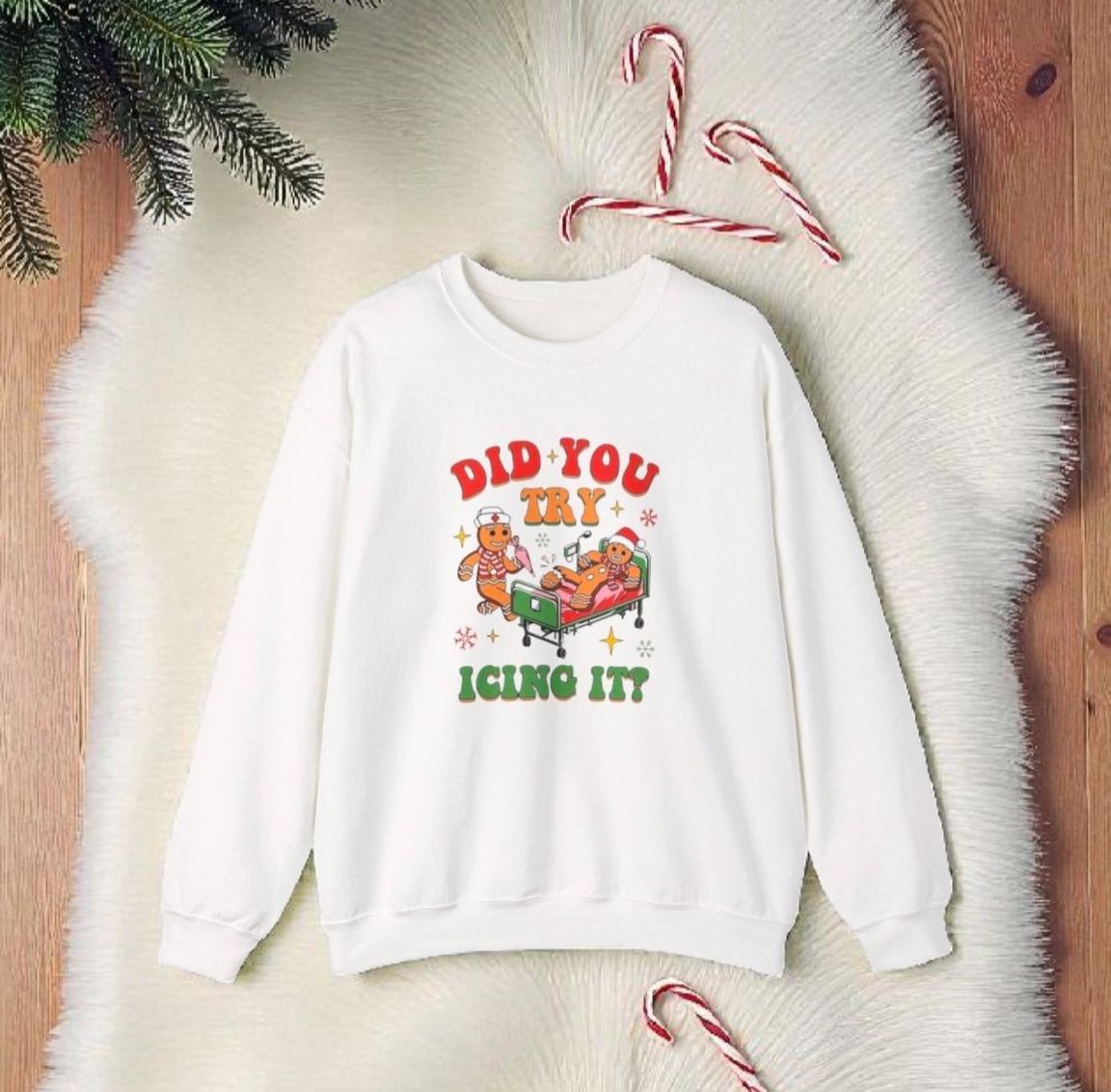 Gingerbread Nurse Sweatshirt – Funny Christmas Crewneck, Cute Holiday Nurse Gift, Cozy Winter Cookie Sweater, Festive Nursing Apparel, Unise