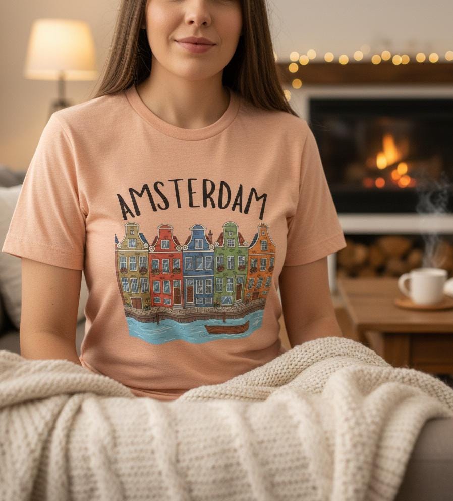 Amsterdam Canal Houses Shirt • Dutch Travel Tee • Netherlands Graphic Tee • Cute Amsterdam T-Shirt • Holland Travel Gift