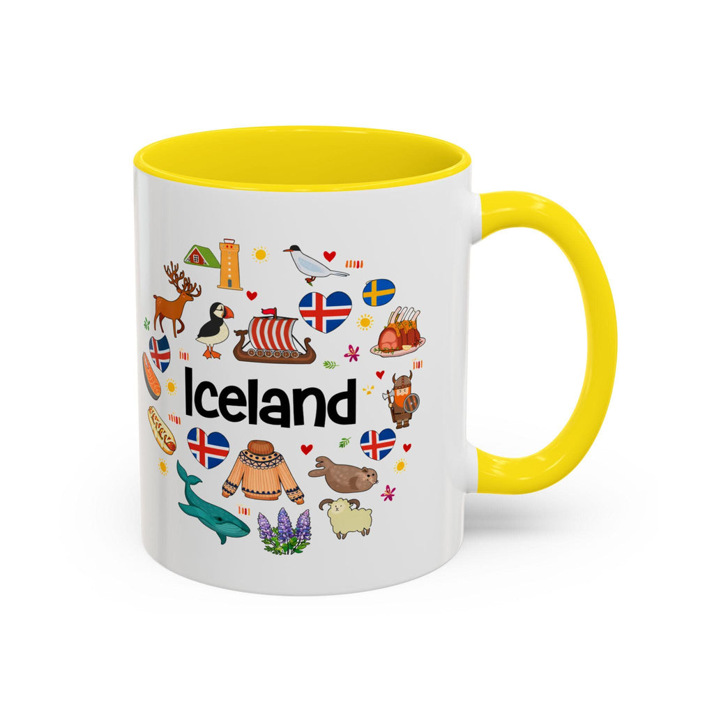 Iceland Icons Coffee Mug | Iceland Travel Souvenir Mug | Nordic Illustration Accent Mug | Scandinavian Gift for Travelers