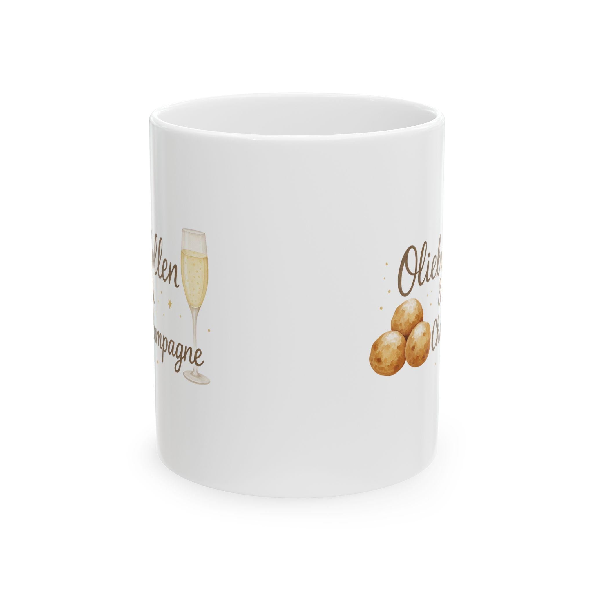 Dutch New Year Mug | Gelukkig Nieuwjaar Cup | Netherlands Oliebollen Ceramic Coffee Mug (11oz 15oz)