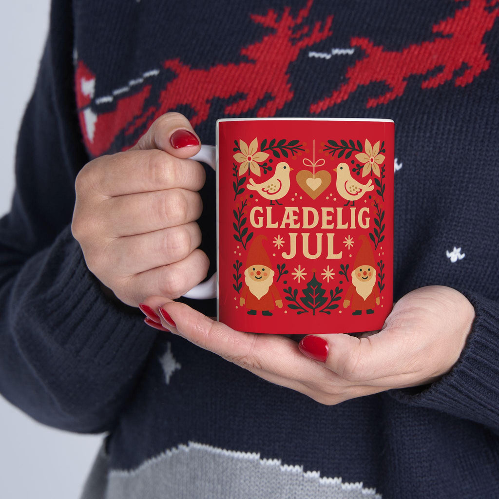 Danish Christmas Mug | Hygge Holiday Coffee Cup | Scandinavian Winter Design | Cozy Red Jul Mug