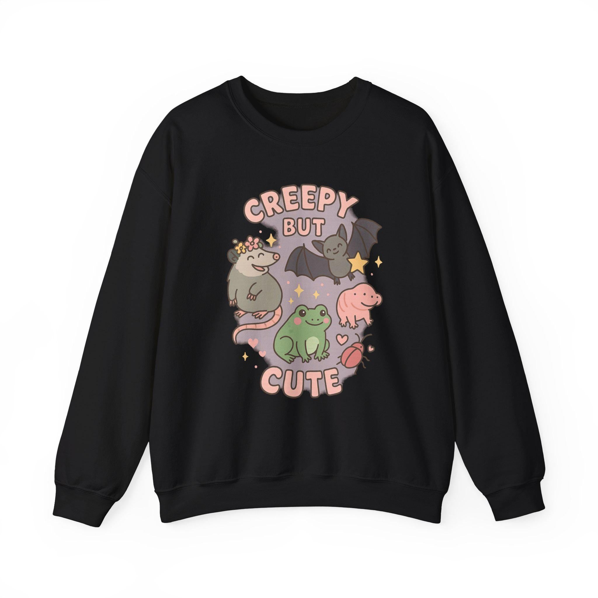 Creepy Critters Sweatshirt – Frogs, Bats & Lizards Pullover | Cottagecore Animal Sweatshirt | Cute Weird Animal Sweater | Cozy Unisex Crewne