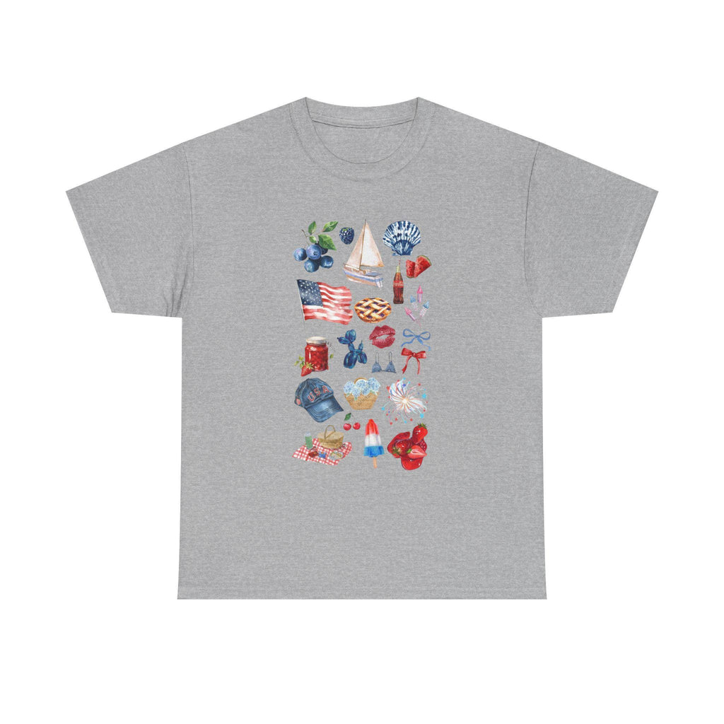 4th of July Shirt | American Pride TN Tee | Patriotic Southern Graphic | USA Red White Blue State Icons Tee Shirt | Cute Independence Day