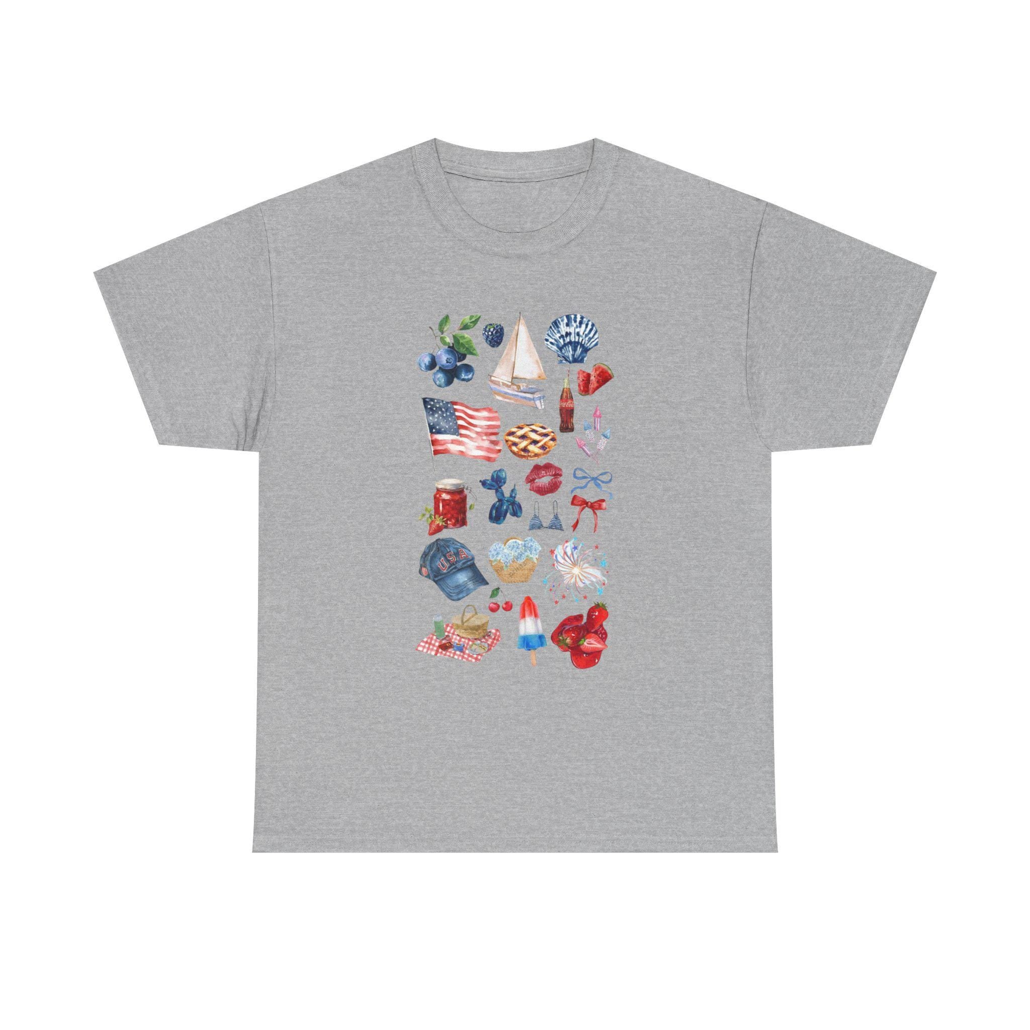 4th of July Shirt | American Pride TN Tee | Patriotic Southern Graphic | USA Red White Blue State Icons Tee Shirt | Cute Independence Day