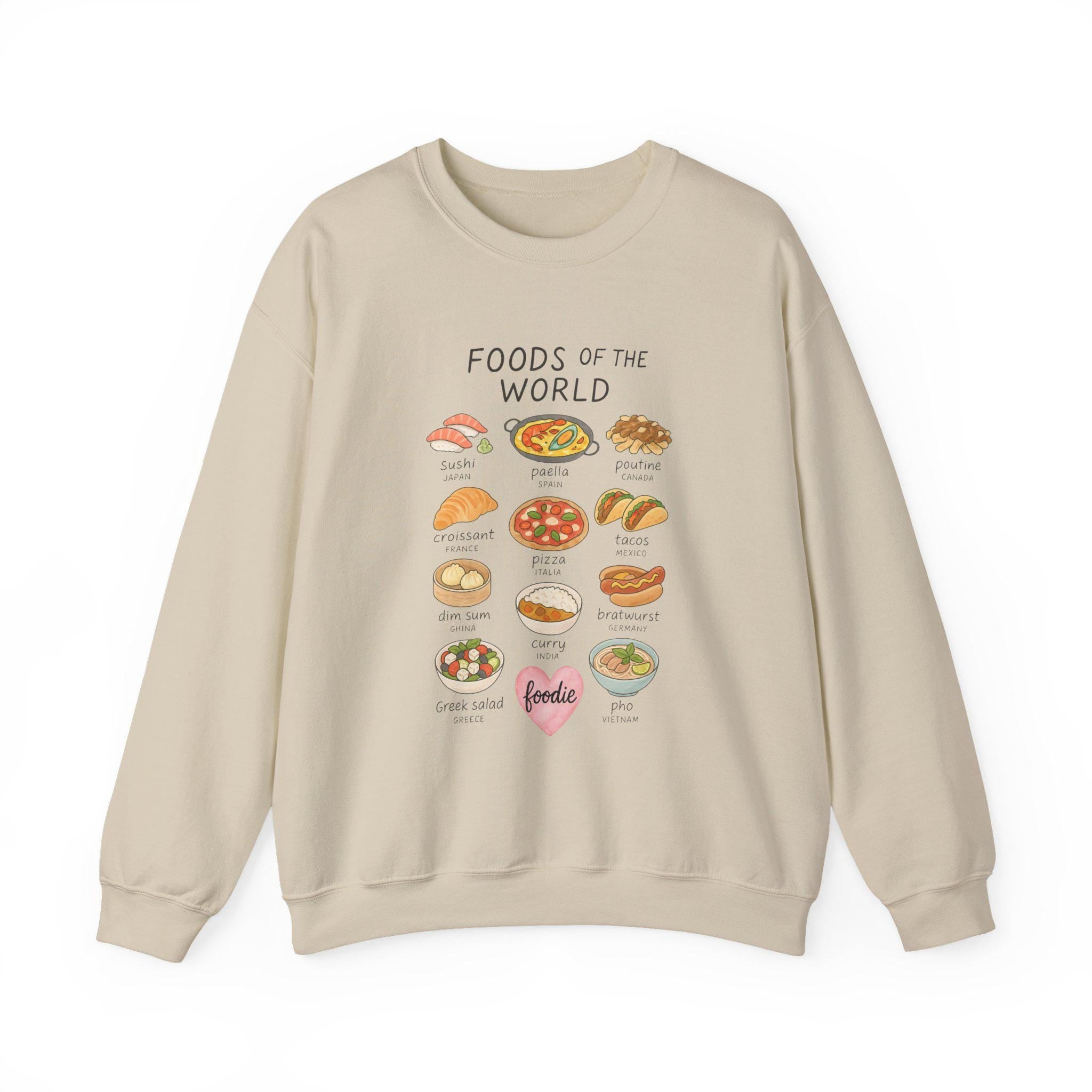 Foodie Sweatshirt | World Cuisine Pullover | Chef Gift | Culinary Aesthetic Sweatshirt for Food Lovers