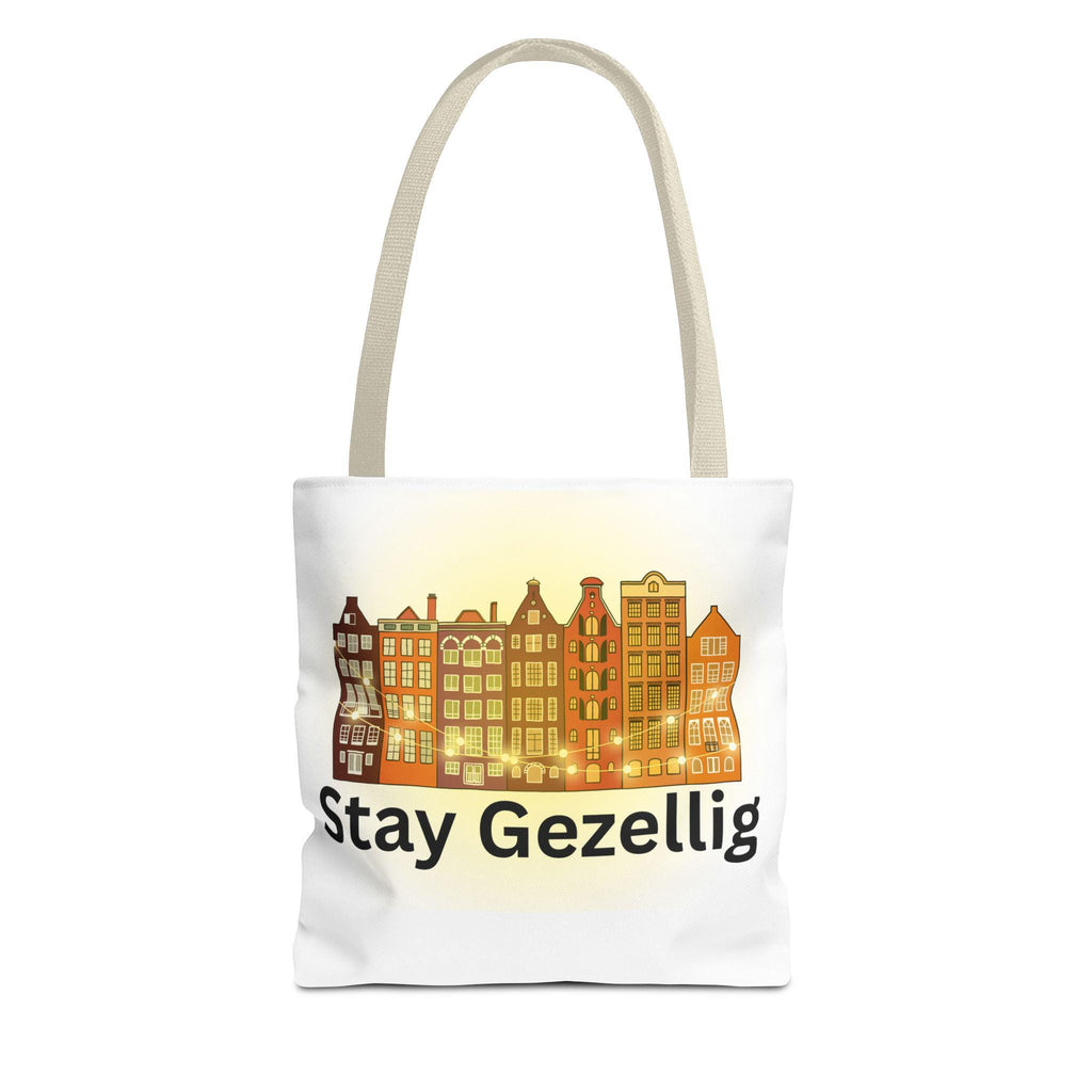 Stay Gezellig Tote Bag • Dutch Inspired Bag • Market Tote • Eco-Friendly AOP Bag • Cute Travel & Beach Bag • Gifts for Europe Lovers