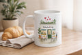 Parisian Valentine Café Mug, Romantic French Bistro Coffee Cup, Valentines Day Gift, Cozy Café Illustration Mug, Paris Coffee Lover Gift