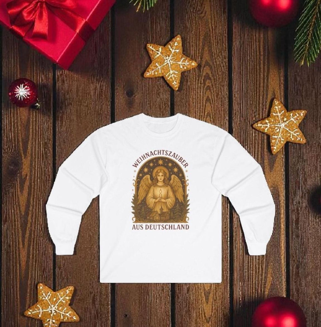 German Christmas Angel Long Sleeve Tee – Cozy Festive Unisex Holiday Shirt – German Xmas Market Aesthetic