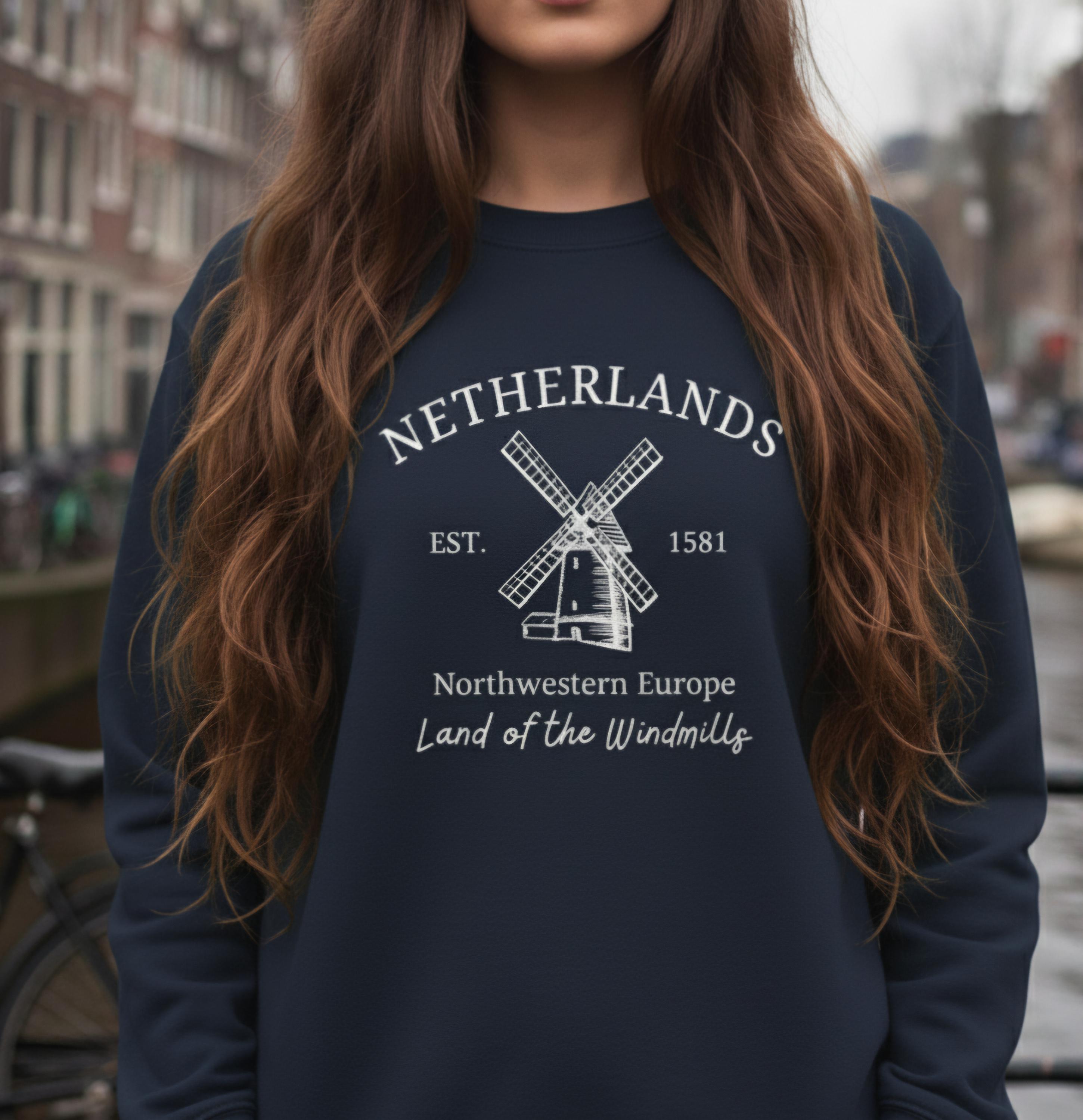 Gezellig Amsterdam Sweatshirt – Cozy Dutch Graphic Pullover, Netherlands Skyline Sweater, Cute Travel Gift