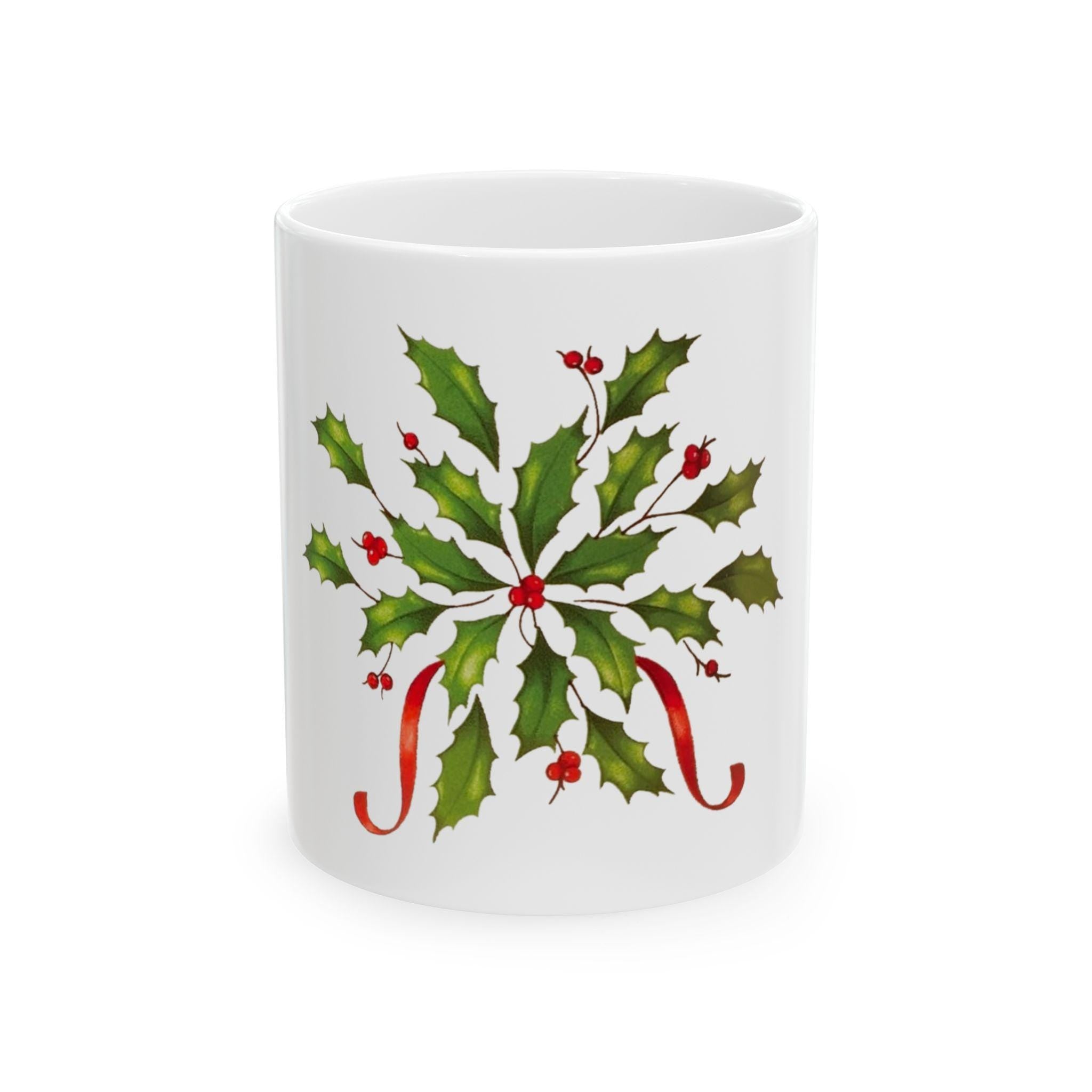 Holly Christmas Mug • Festive Holiday Coffee Cup • Winter Berry Ceramic Mug • Cozy Christmas Gift • Holiday Kitchen Décor