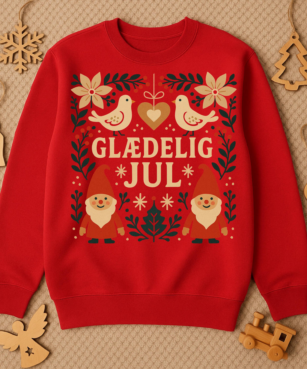 Danish Christmas Sweatshirt • Glædelig Jul Nordic Crewneck • Scandinavian Holiday Sweater • Hygge Christmas Jumper