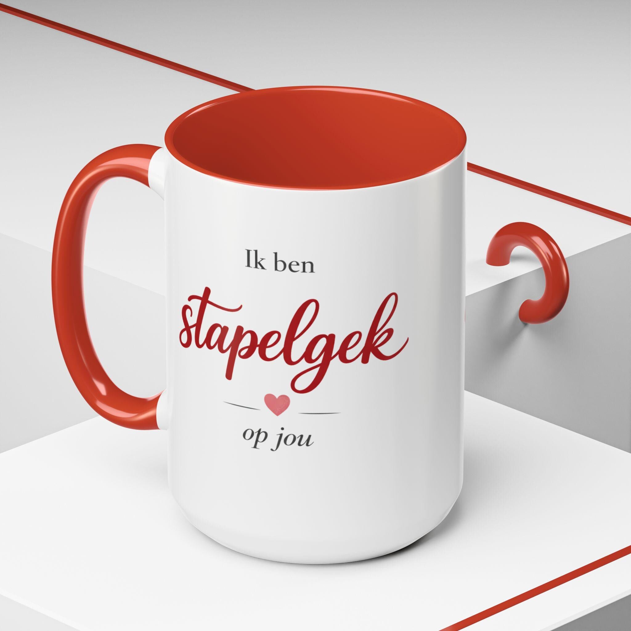 Dutch Valentine Mug | Ik ben stapelgek op jou | Cute European Love Coffee Cup | Romantic Valentines Day Gift for Him or Her