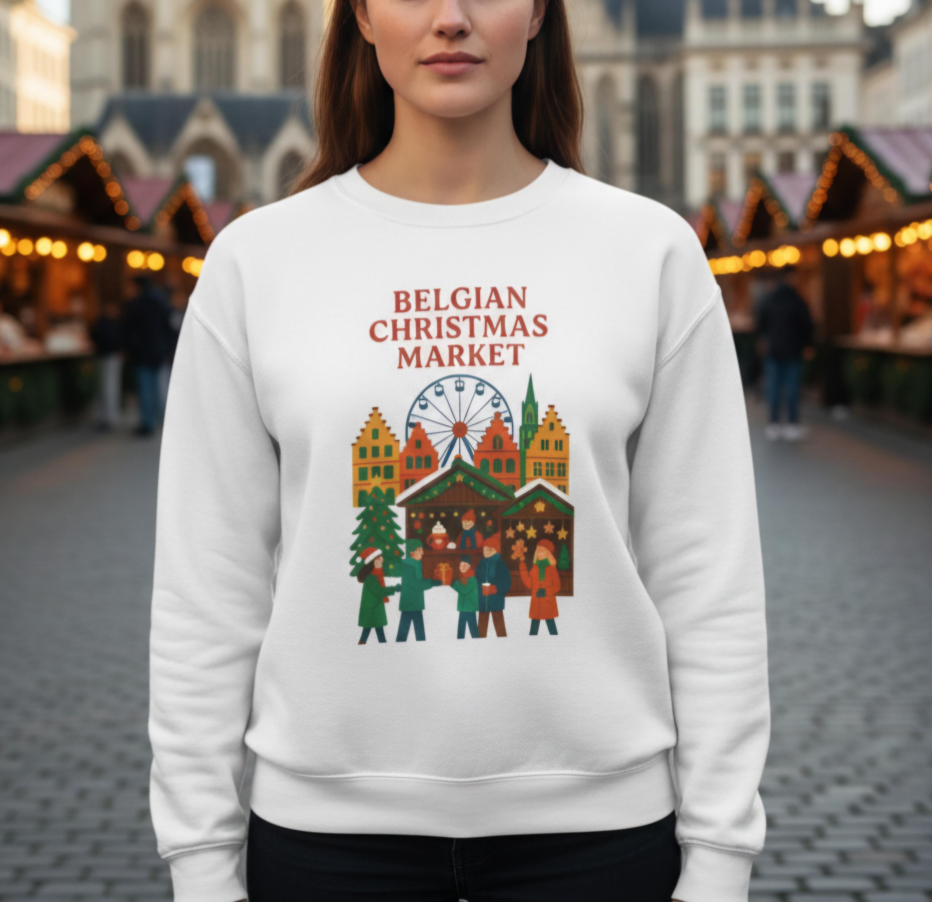 Belgian Christmas Market Sweatshirt, Sinterklaas Holiday Crewneck, European Winter Market Pullover, Cozy Belgian Gift, Christmas Village