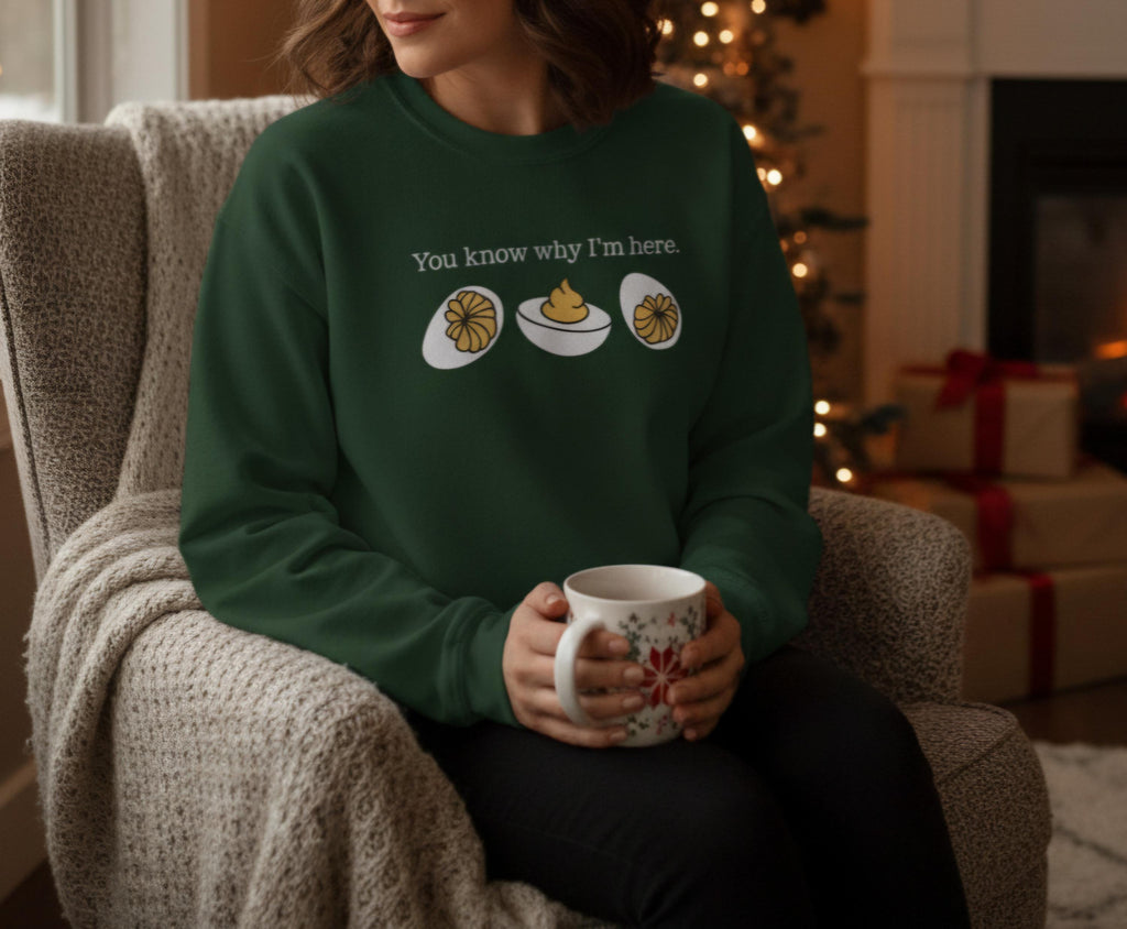 Deviled Eggs Christmas Sweatshirt • Funny Holiday Crewneck • Ugly Christmas Sweater • Foodie Xmas Gift • Cozy Festive Sweater