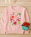 Strawberry Floral Crewneck Sweatshirt, Summer Unisex Top