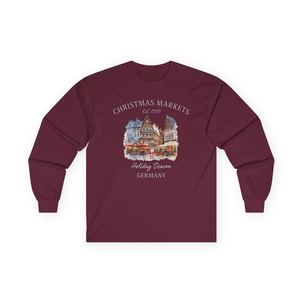 German Christmas Market Long Sleeve Shirt – Bavarian Weihnachtsmarkt Tee, Cozy Holiday Market Apparel