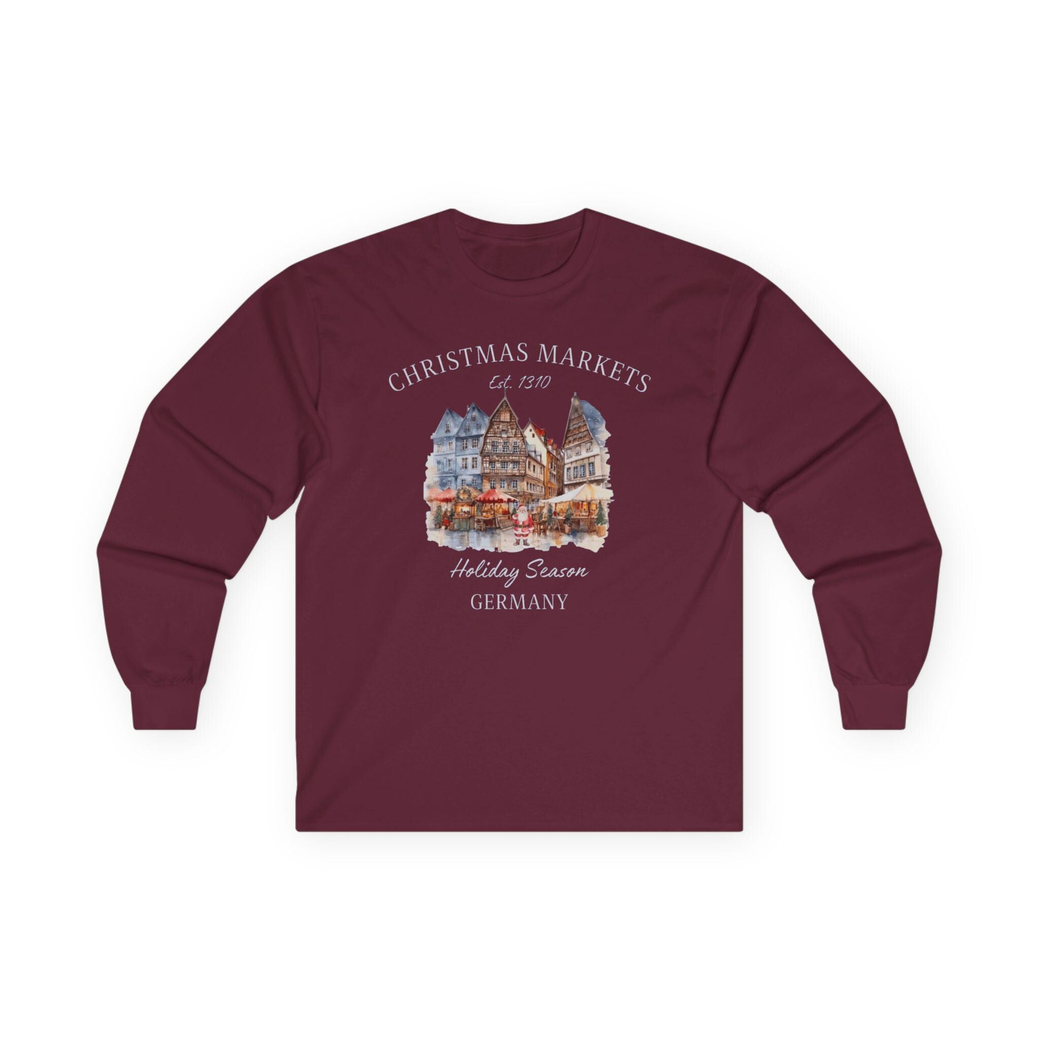 German Christmas Market Long Sleeve Shirt – Bavarian Weihnachtsmarkt Tee, Cozy Holiday Market Apparel