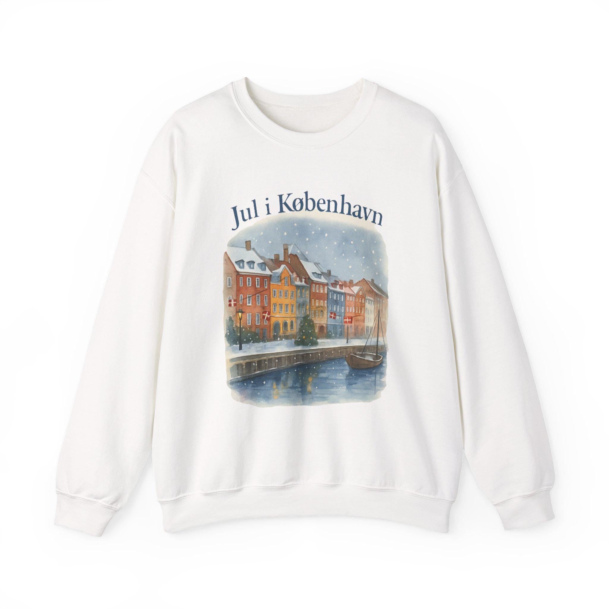 Jul i København Danish Christmas Sweatshirt | Copenhagen Nyhavn Watercolor | Hygge Crewneck | Denmark Winter Scene Sweater | Scandinavian