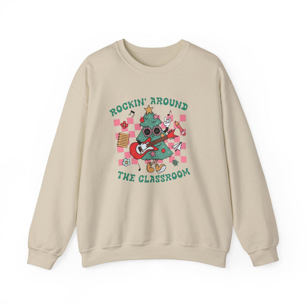 Rockin' Around the Classroom Sweatshirt • Teacher Christmas Crewneck • Cute Classroom Holiday Sweater • Teacher Gift • Xmas School Shirt