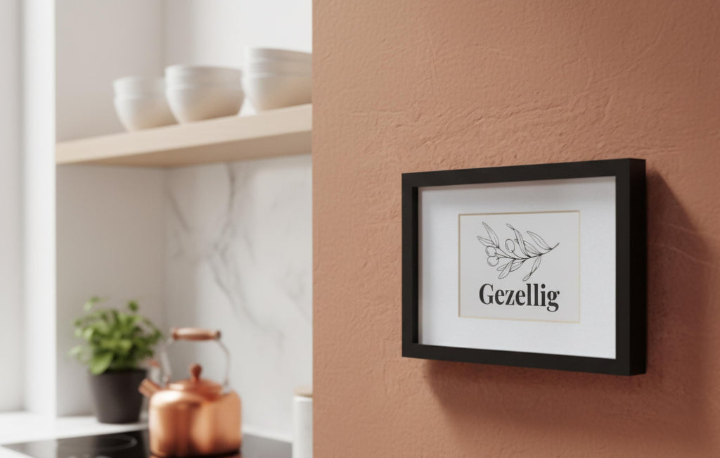 Framed ‘Gezellig’ Poster • Cozy Dutch Wall Art • Minimalist Home Decor • Scandinavian Living Room Print • Nederlands