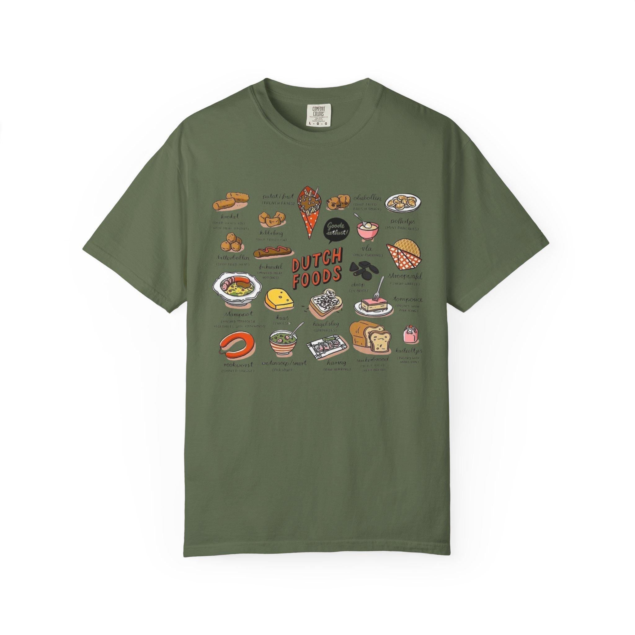 Dutch Food T-Shirt • Netherlands Cuisine Illustration Tee • Stroopwafel Herring Bitterballen Top • Dutch Heritage Shirt • Foodie Gift