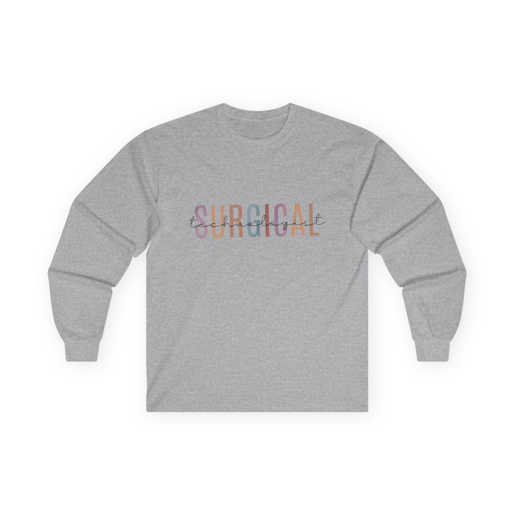 Surgical Tech Long Sleeve Tee: Vintage Style Cotton, Medical Apparel