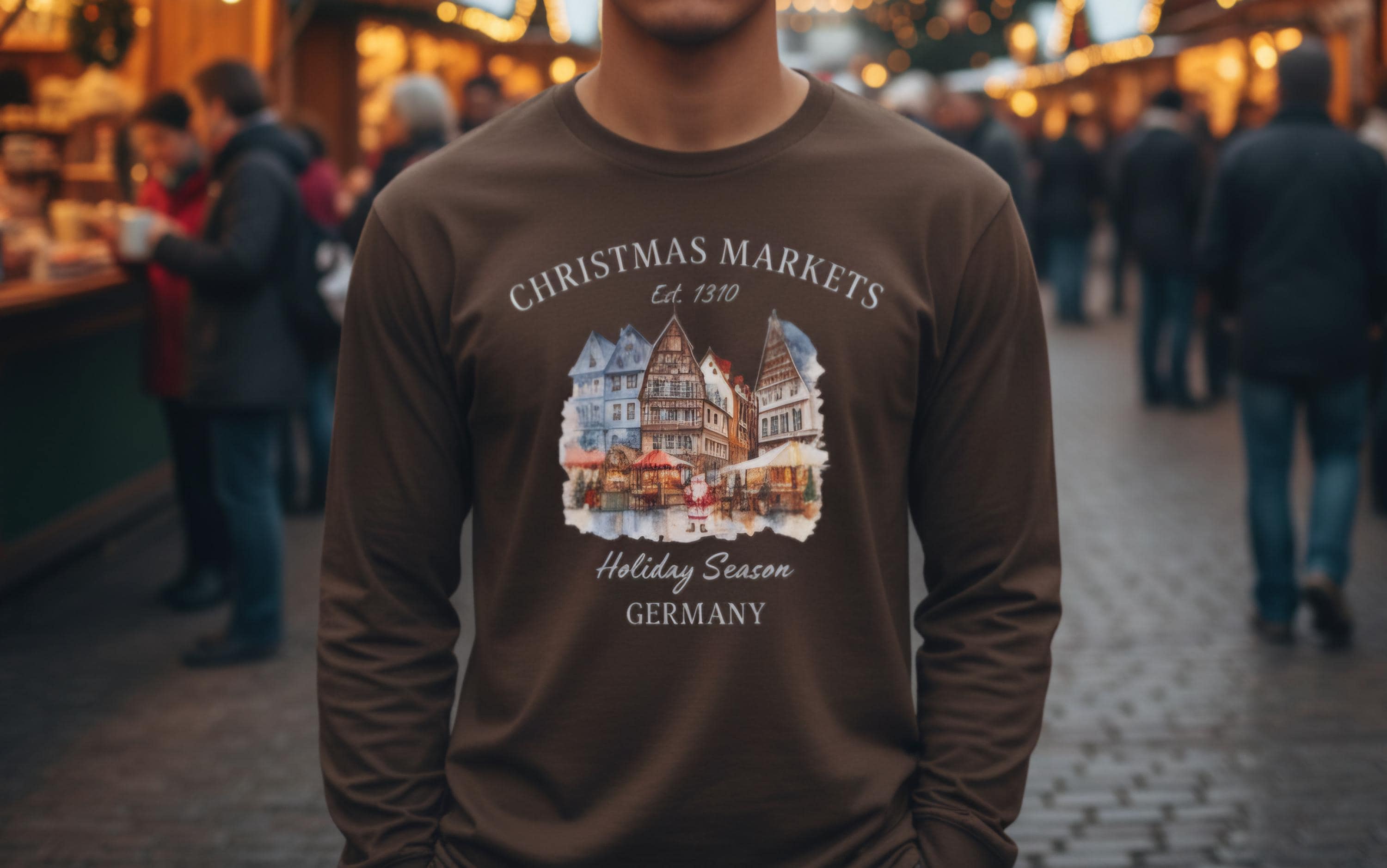 German Christmas Market Long Sleeve Shirt – Bavarian Weihnachtsmarkt Tee, Cozy Holiday Market Apparel