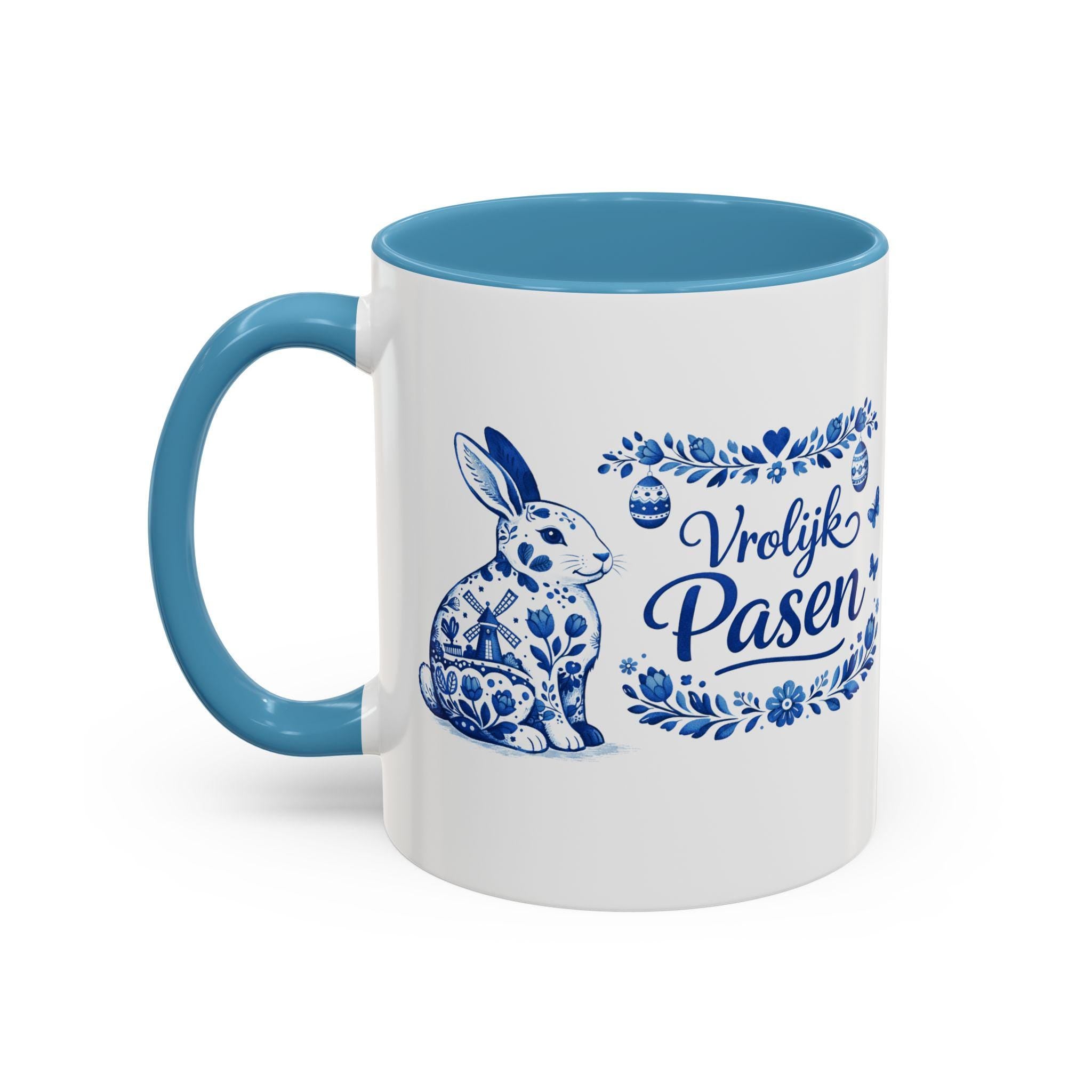 Vrolijk Pasen Mug | Dutch Easter Bunny Coffee Cup | Delft Blue Bunny Mug | Netherlands Spring Gift | European Easter Decor