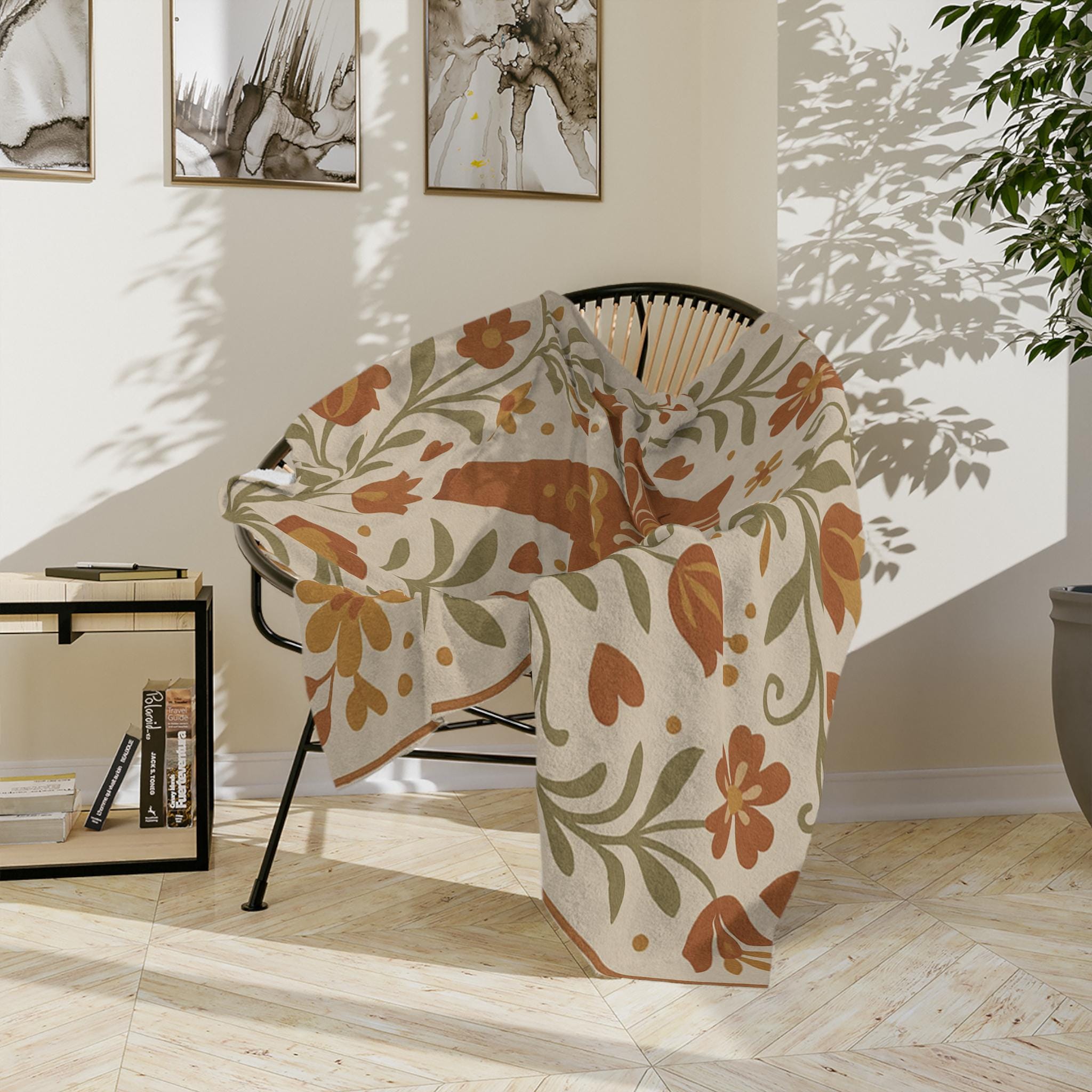 Nordic Dala Horse Blanket | Scandinavian Folk Art Multi Size | Swedish Decor | Boho Cottage Blanket | Cozy Folk Pattern | Gift-ready