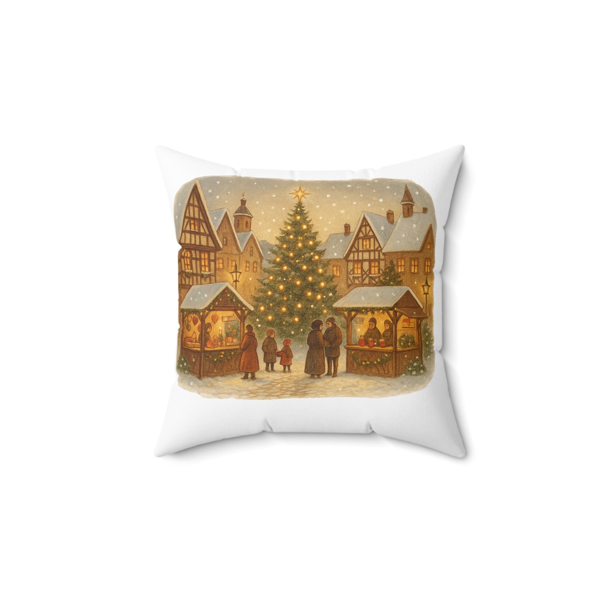 German Christmas Market Pillow | Saint Nicholas Square Cushion | Traditional Bavarian Holiday Decor