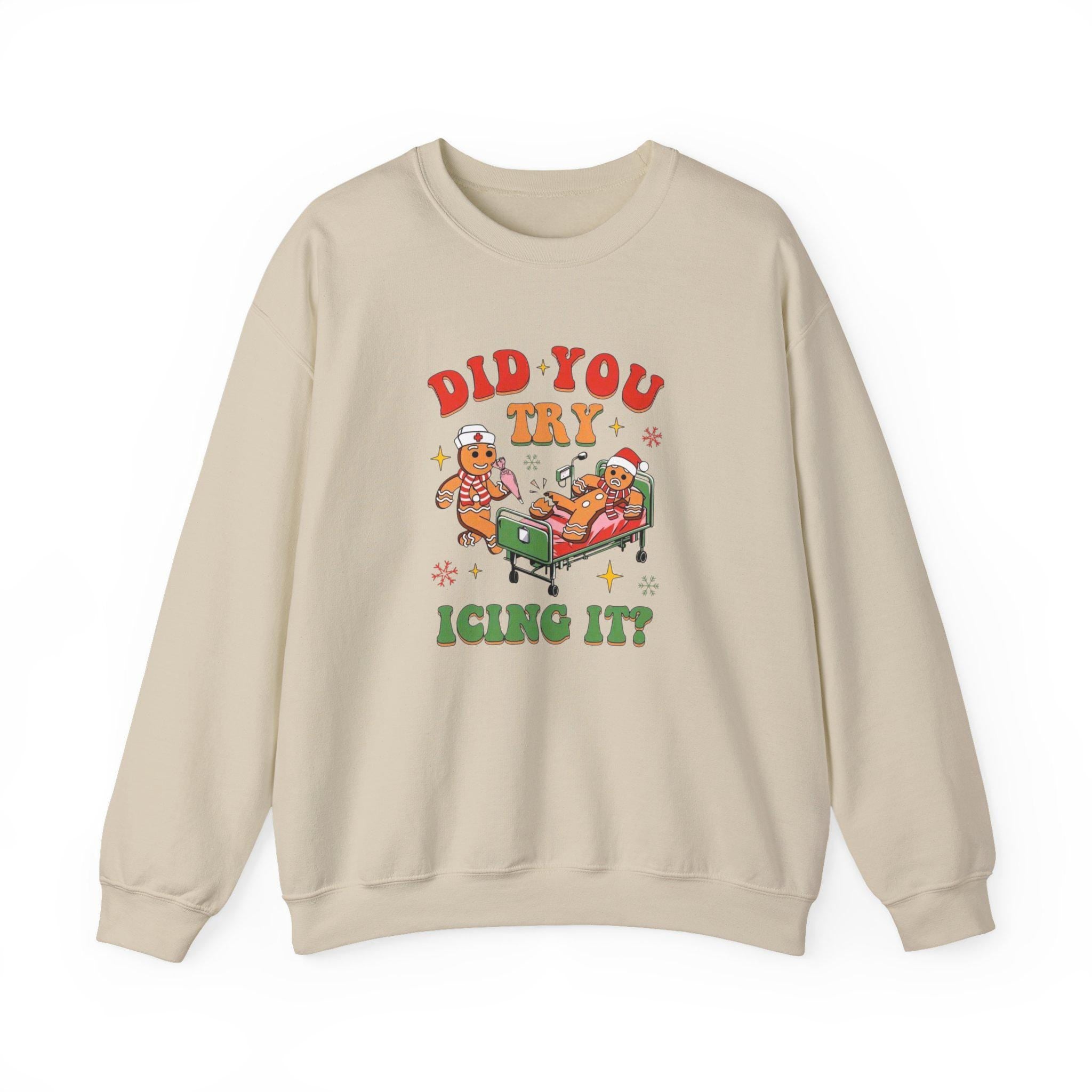 Gingerbread Nurse Sweatshirt – Funny Christmas Crewneck, Cute Holiday Nurse Gift, Cozy Winter Cookie Sweater, Festive Nursing Apparel, Unise