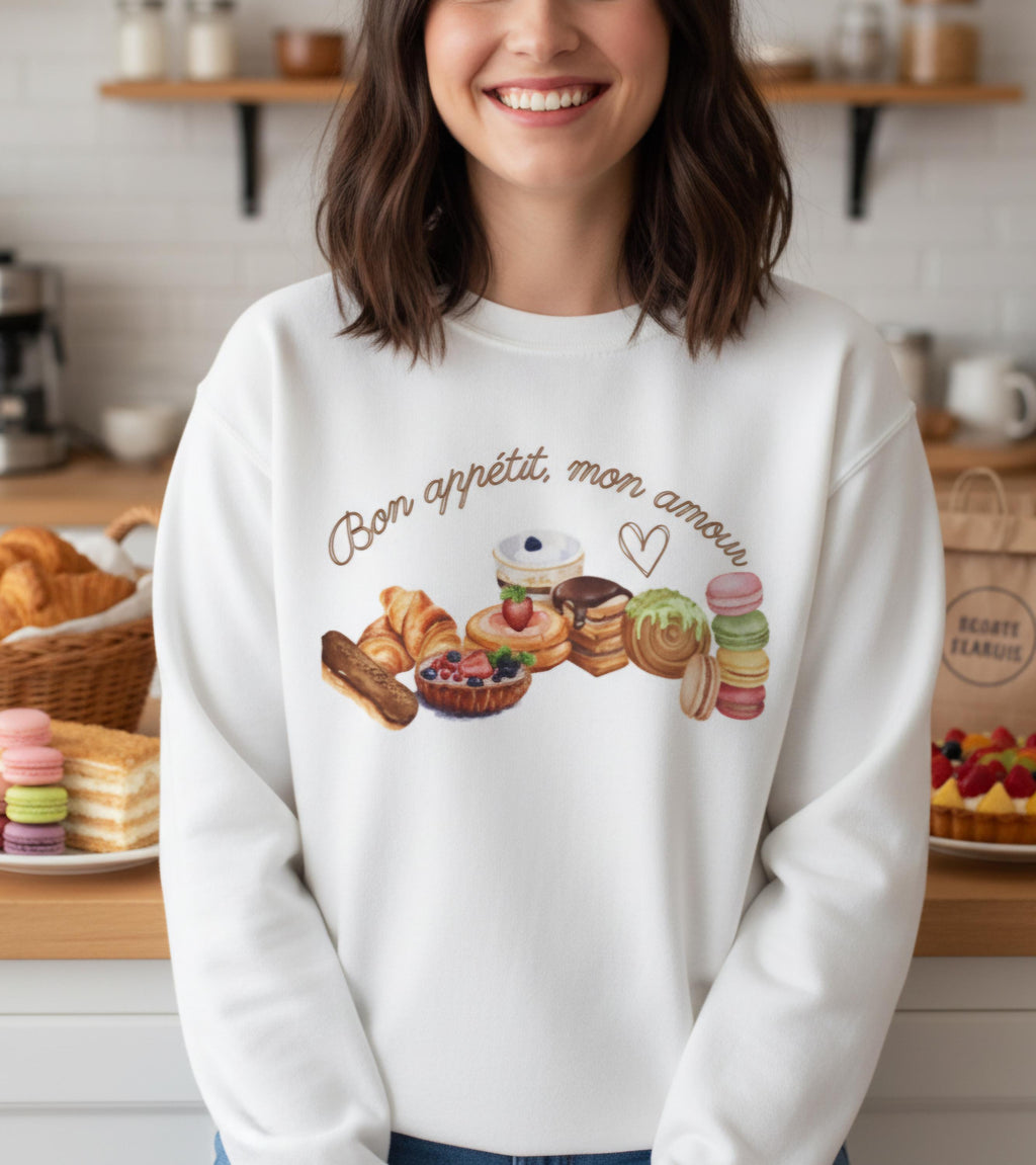 French Dessert Sweatshirt • Patisserie Crewneck • Cute Paris Food Lover Gift • Bon Appétit Sweater
