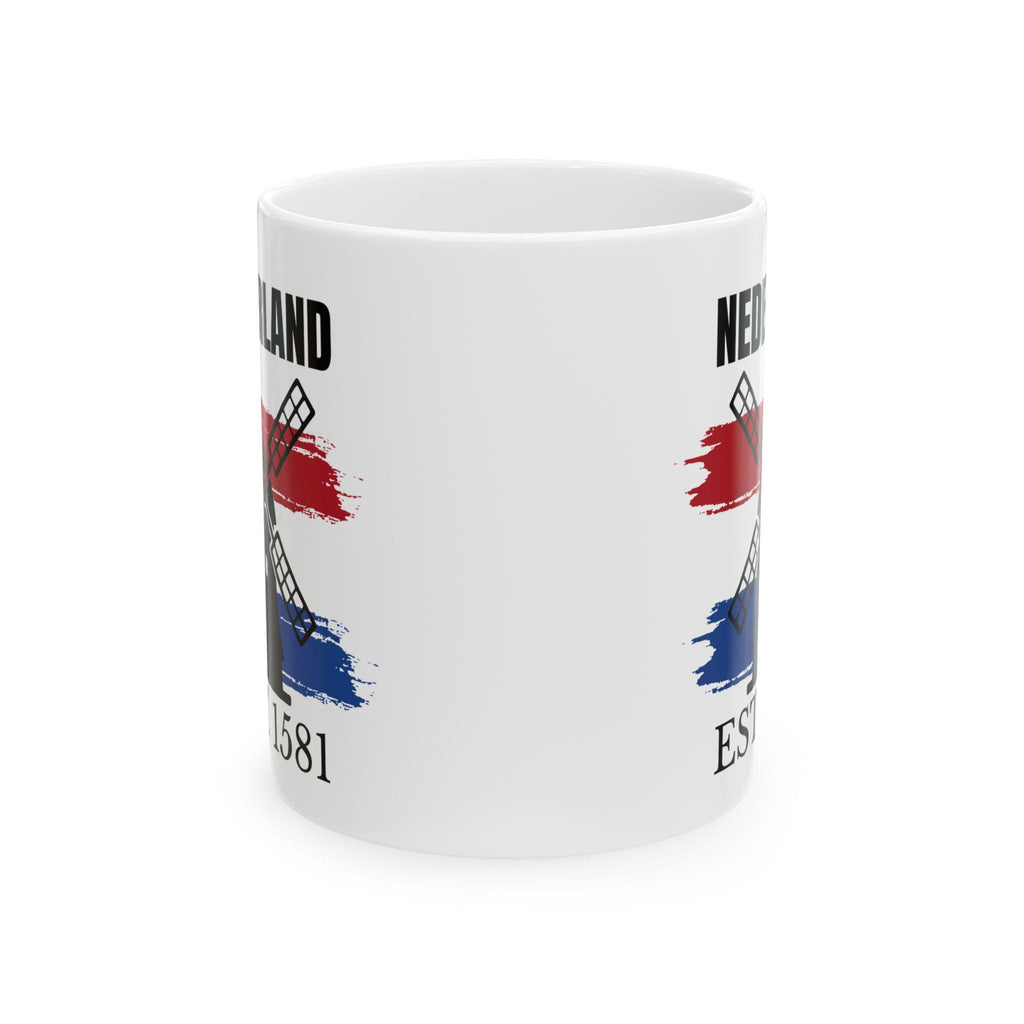 Dutch Heritage Ceramic Mug: Netherlands Flag Windmill Design