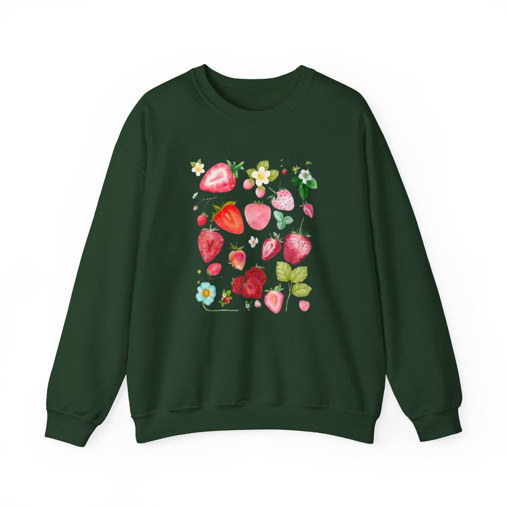 Strawberry Floral Crewneck Sweatshirt, Summer Unisex Top