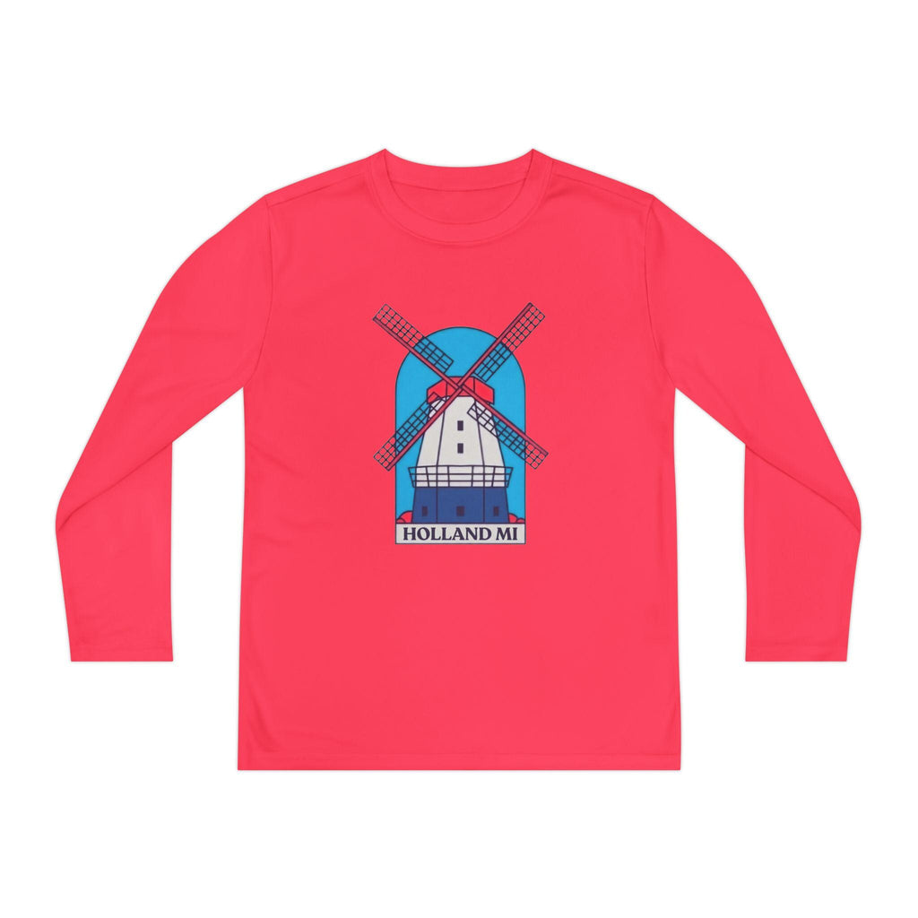 Kids Holland Windmill Long Sleeve Shirt • Dutch Travel Tee • Netherlands Windmill Design • Youth Explorer Outfit