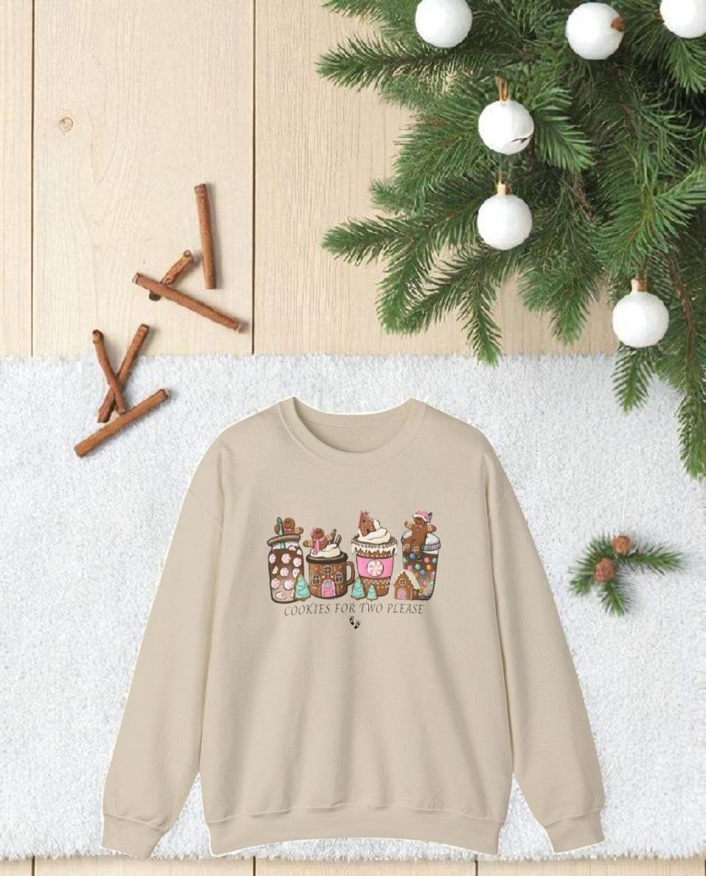 Cookies for Two Pregnancy Sweatshirt • Cute Christmas Maternity Crewneck • Holiday Mom-to-Be Gift