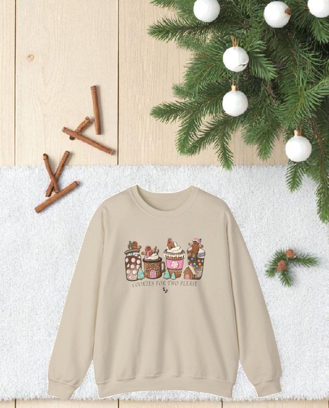 Cookies for Two Pregnancy Sweatshirt • Cute Christmas Maternity Crewneck • Holiday Mom-to-Be Gift