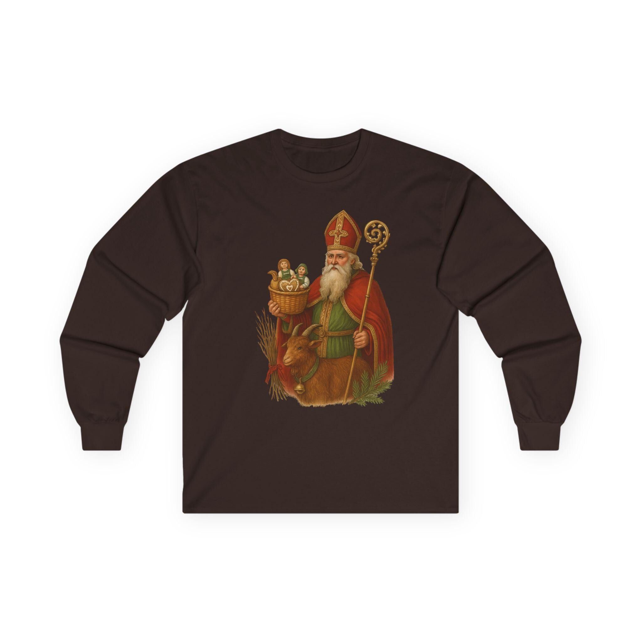 Vintage St. Nicholas German Christmas Shirt • Traditional Santa Claus Tee • Old World Holiday Long Sleeve