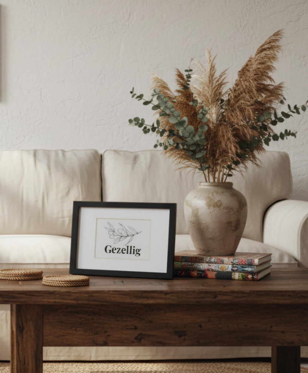 Framed ‘Gezellig’ Poster • Cozy Dutch Wall Art • Minimalist Home Decor • Scandinavian Living Room Print • Nederlands