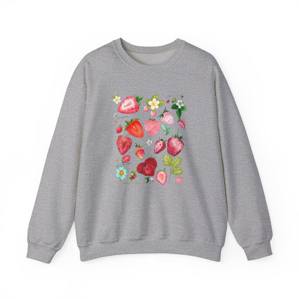 Strawberry Floral Crewneck Sweatshirt, Summer Unisex Top